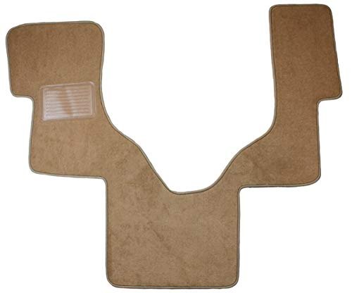 Auto Mat Store One-Piece Front Carpet Floor Mat with Serge Edges and Heel Pad for Ford E-Series / Econoline Vans – Beige/Tan