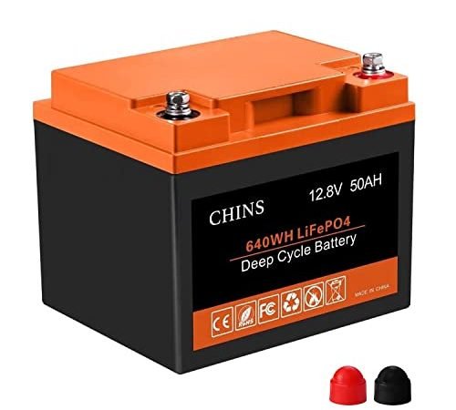 CHINS 12V 50Ah LiFePO4 Battery - Built-in 50A BMS - 2000+ Cycles - Perfect for RV - Caravan - Solar - Marine - Home Storage and Off-Grid