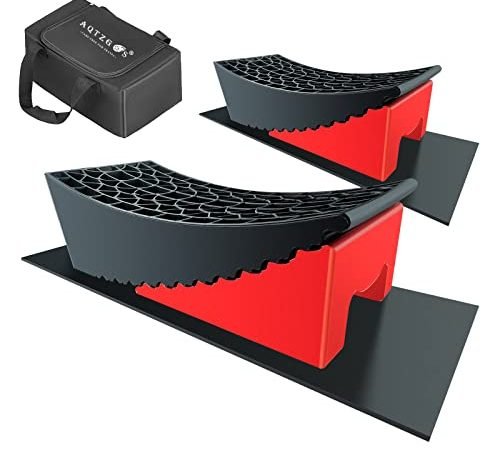 Camper Leveler RV Leveler Block Ramp Kit with 2 Levelers - 2 Blocks - 2 Skid Pads and Carry Bag - RV Leveler for Travel Trailers Faster and Easier Than Camper Leveler Blocks  Black+Red