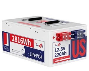 Timeusb 12V 220Ah Lithium Battery - Built-in 150A BMS - Deep Cycle LiFePO4 Battery with Max 2816Wh Energy & 1920W Power Output - RV Battery - Perfect for RV - Camper Van - Travel Trailer - Caravan etc