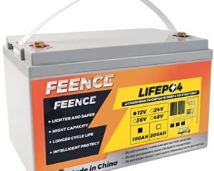 FEENCE 12V 100Ah LiFePO4 Battery 1280Wh Lithium Battery with 100A BMS - over 4000+ Rechargeable Cycles - Support in 4S/8P - for RV -Camper - Solar - Home Energy Storage - Trolling Motors - Boats - off-grid etc